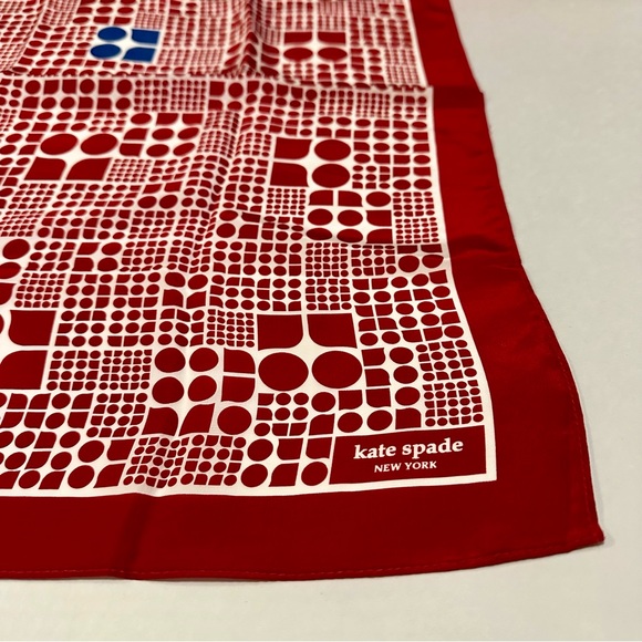 100% Silk Kate Spade New York 22” Square Red White Blue Scarf Handkercheif - Picture 6 of 11